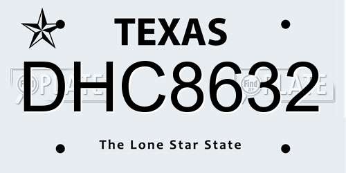 DHC8632 Texas License Plate