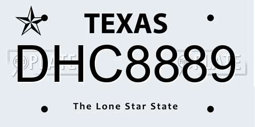 DHC8889 Texas License Plate