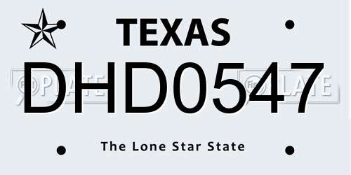 DHD0547 Texas License Plate