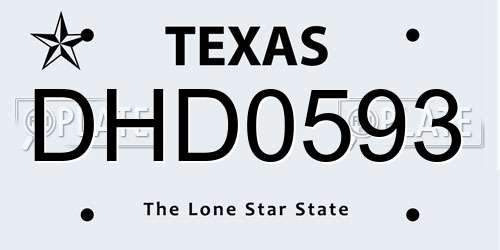 DHD0593 Texas License Plate