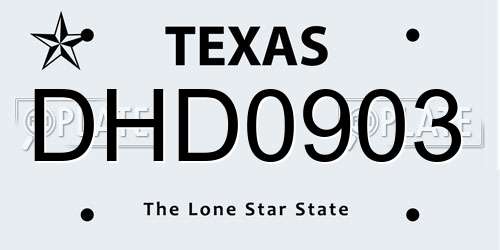 DHD0903 Texas License Plate