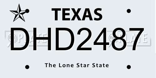 DHD2487 Texas License Plate