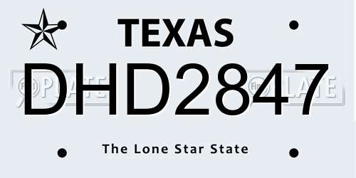 DHD2847 Texas License Plate