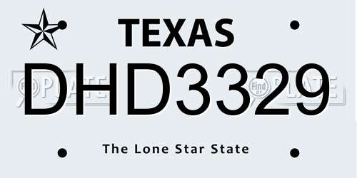 DHD3329 Texas License Plate