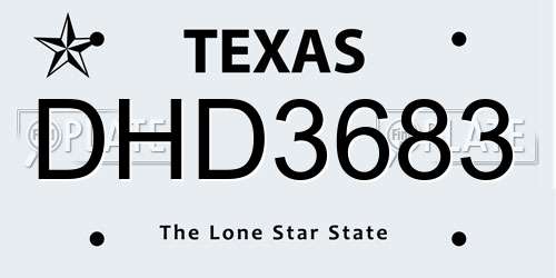 DHD3683 Texas License Plate