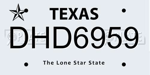 DHD6959 Texas License Plate
