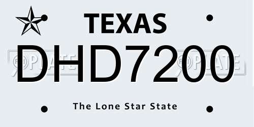 DHD7200 Texas License Plate