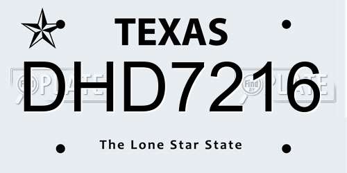 DHD7216 Texas License Plate