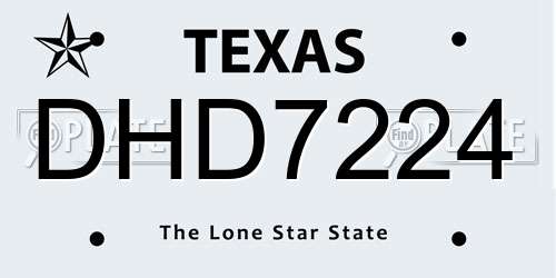 DHD7224 Texas License Plate