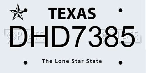 DHD7385 Texas License Plate