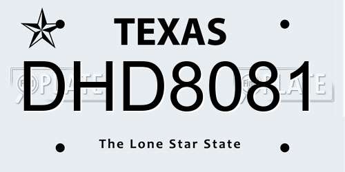 DHD8081 Texas License Plate