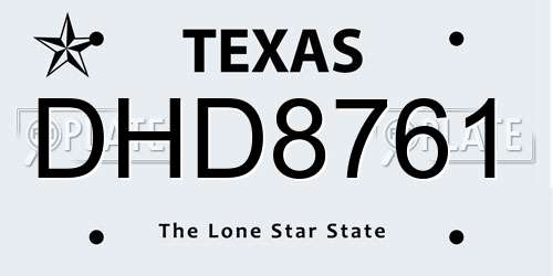 DHD8761 Texas License Plate