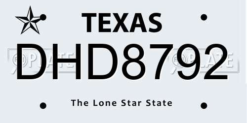 DHD8792 Texas License Plate