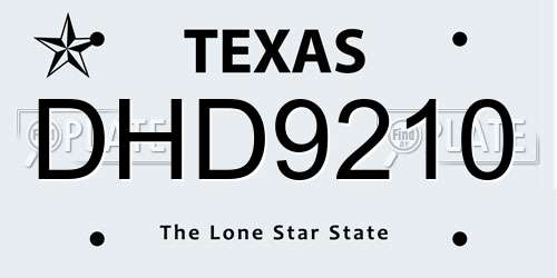 DHD9210 Texas License Plate