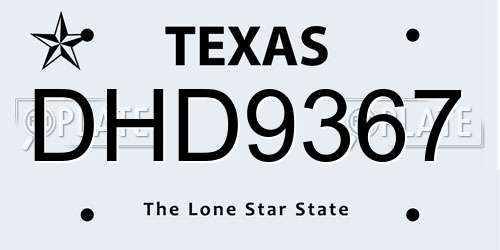 DHD9367 Texas License Plate
