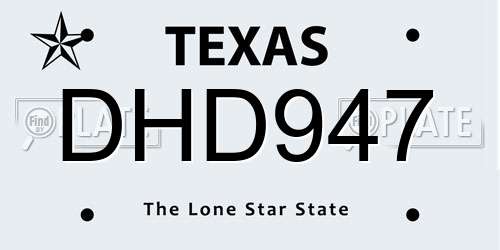 DHD947 Texas License Plate