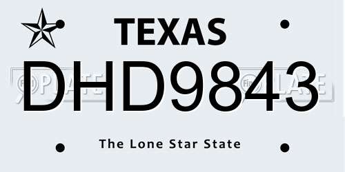 DHD9843 Texas License Plate