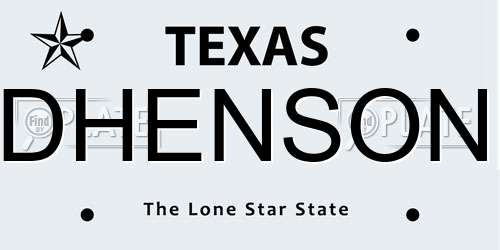 DHENSON Texas License Plate