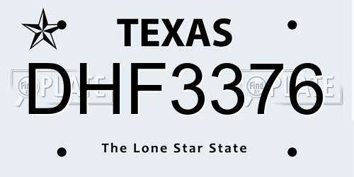 DHF3376 Texas License Plate
