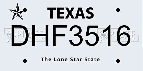 DHF3516 Texas License Plate