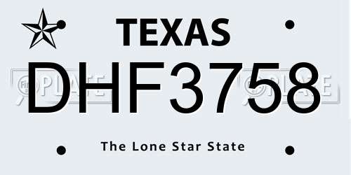 DHF3758 Texas License Plate