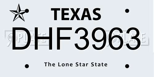 DHF3963 Texas License Plate