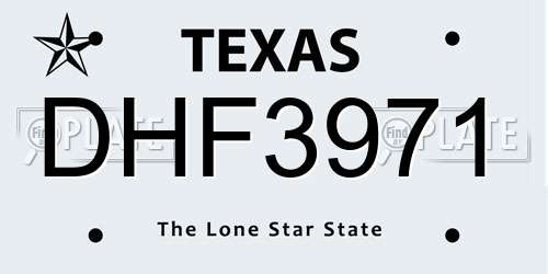 DHF3971 Texas License Plate