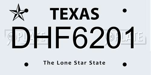 DHF6201 Texas License Plate