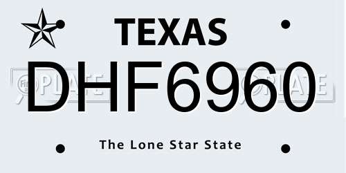 DHF6960 Texas License Plate