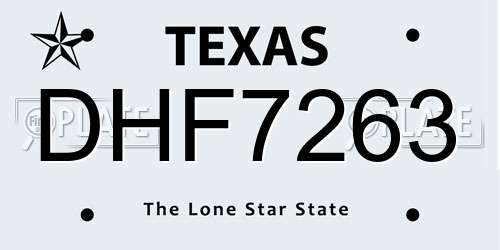 DHF7263 Texas License Plate