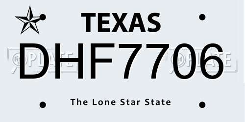 DHF7706 Texas License Plate