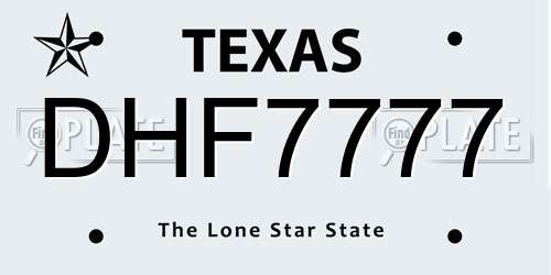 DHF7777 Texas License Plate