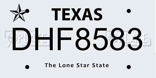 DHF8583 Texas License Plate