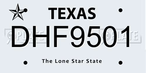 DHF9501 Texas License Plate