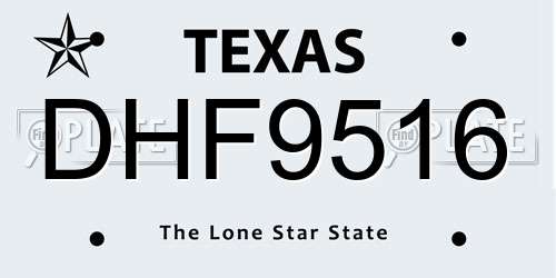 DHF9516 Texas License Plate