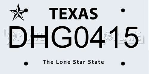 DHG0415 Texas License Plate