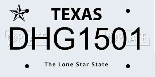 DHG1501 Texas License Plate