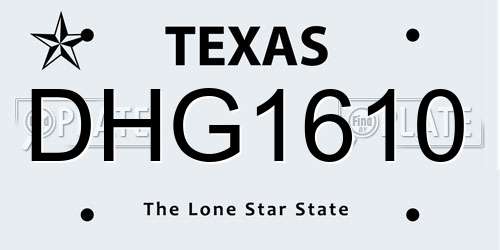 DHG1610 Texas License Plate