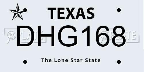 DHG168 Texas License Plate