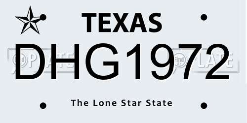 DHG1972 Texas License Plate