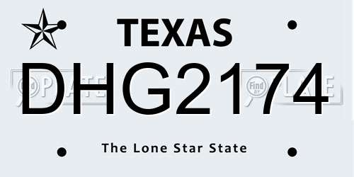 DHG2174 Texas License Plate