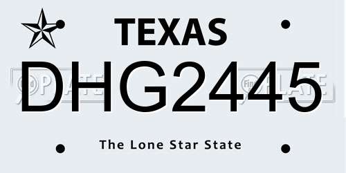 DHG2445 Texas License Plate