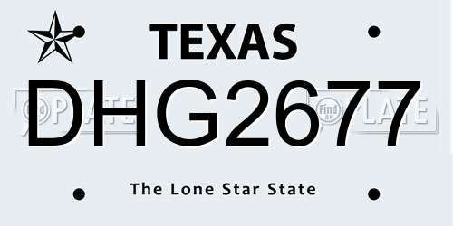 DHG2677 Texas License Plate