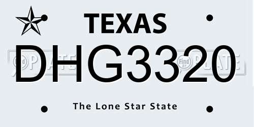 DHG3320 Texas License Plate