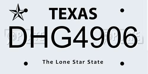 DHG4906 Texas License Plate