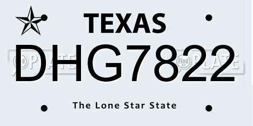 DHG7822 Texas License Plate