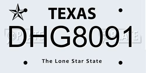 DHG8091 Texas License Plate