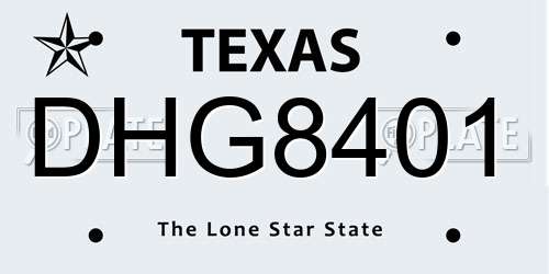 DHG8401 Texas License Plate