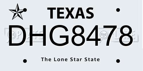 DHG8478 Texas License Plate