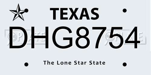 DHG8754 Texas License Plate
